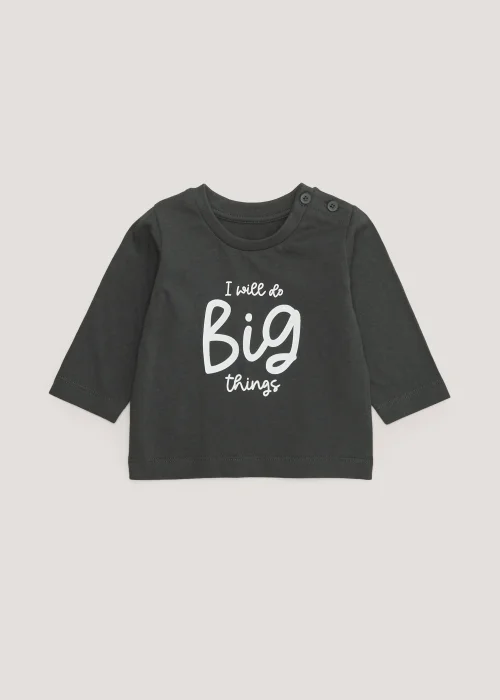 Baby Charcoal Big Things Long Sleeve T-Shirt (Newborn-23mths) - Newborn Image 1