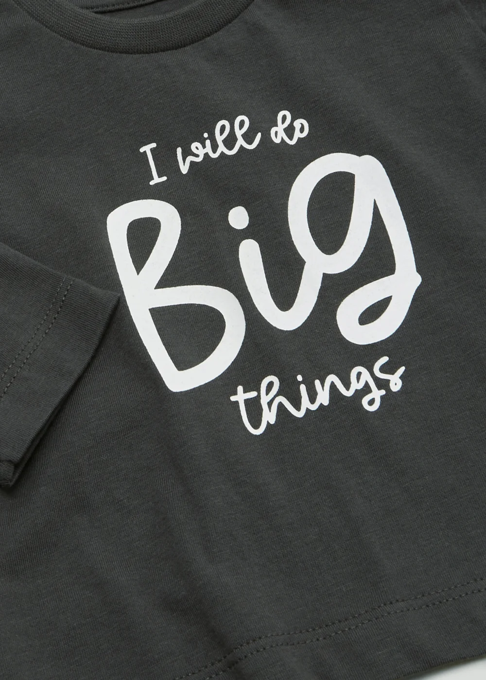 Baby Charcoal Big Things Long Sleeve T-Shirt (Newborn-23mths) - Newborn Image 2