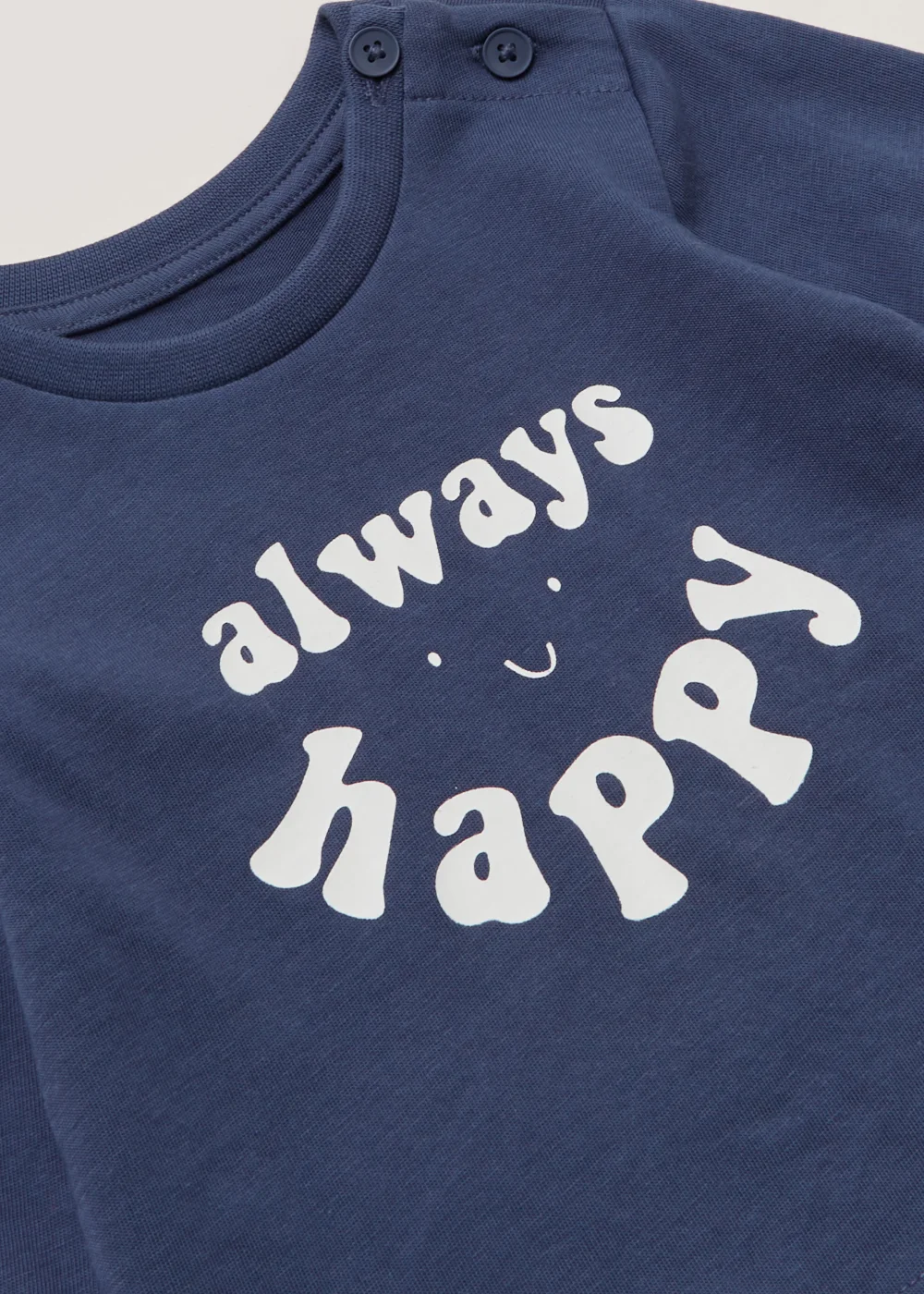 Baby Navy Happy Long Sleeve T-Shirt (Newborn-23mths) - Newborn Image 2