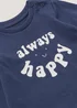 Baby Navy Happy Long Sleeve T-Shirt (Newborn-23mths) - Newborn Image 2