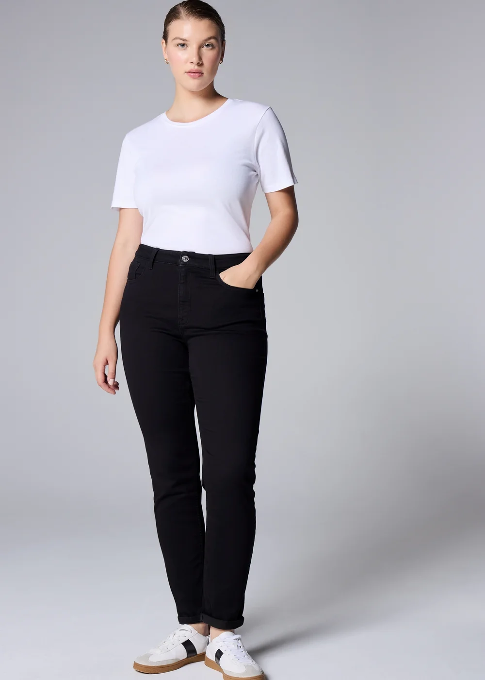 Black Jolie Stretch High Rise Relaxed Skinny Jeans - 8 Image 1