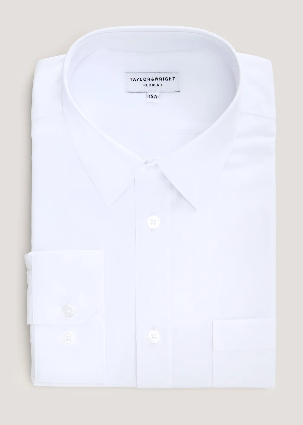 Taylor & Wright White Easy Care Regular Fit Long Sleeve Shirt - 14.5 Collar Image 4