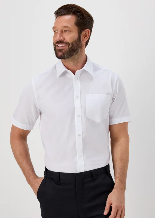 Taylor & Wright White Easy Care Regular Fit Short Sleeve Shirt - 14.5 Collar Image 1