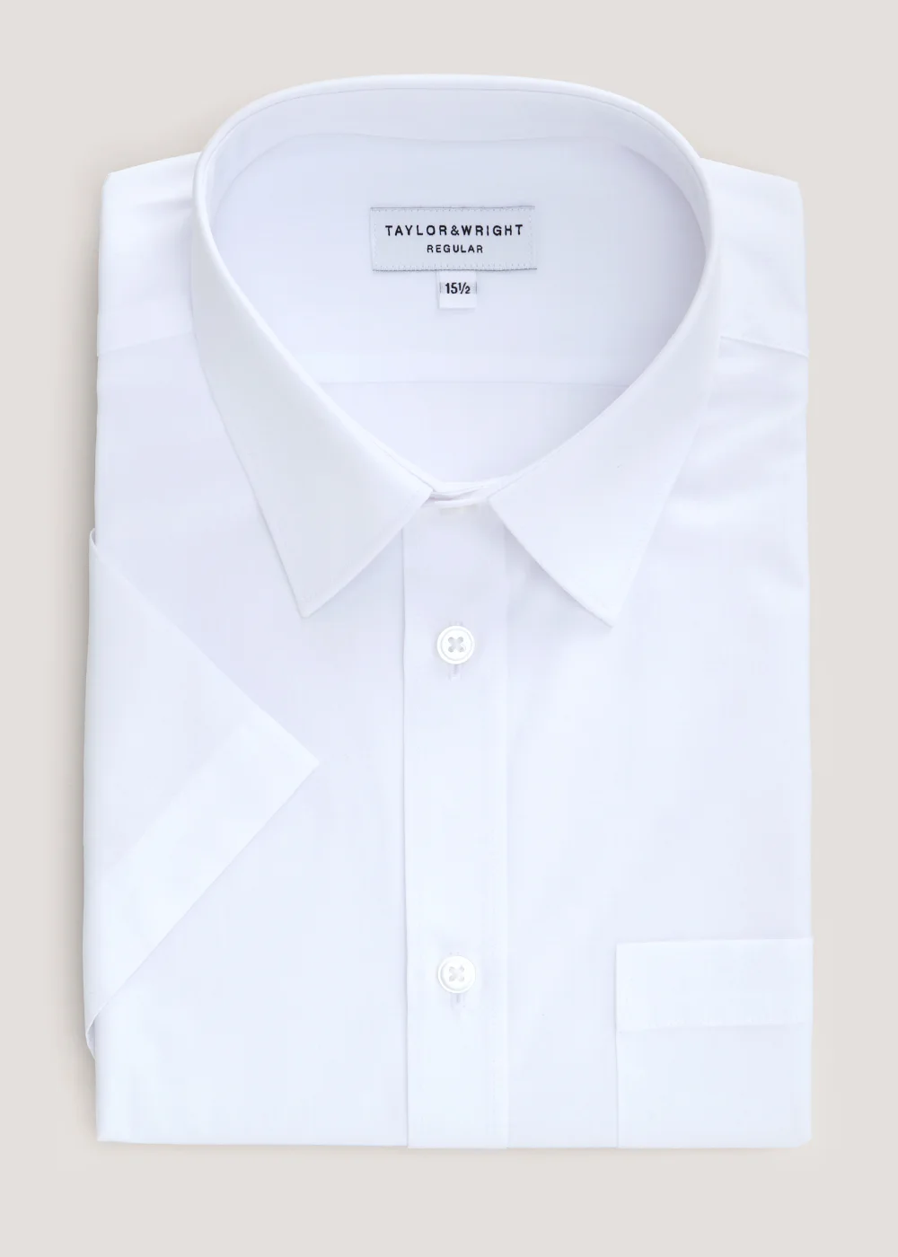 Taylor & Wright White Easy Care Regular Fit Short Sleeve Shirt - 14.5 Collar Image 5