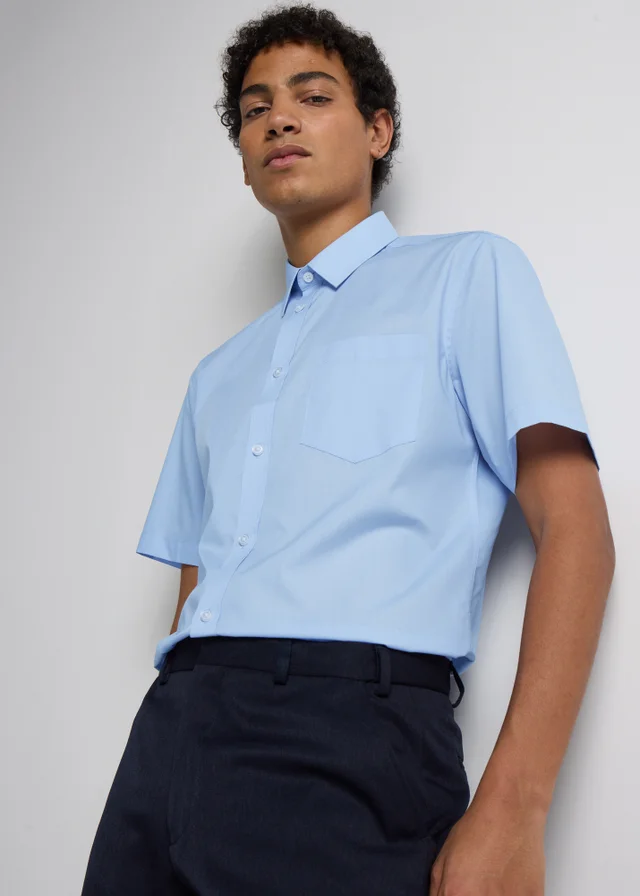Taylor & Wright Blue Easy Care Regular Fit Short Sleeve Shirt