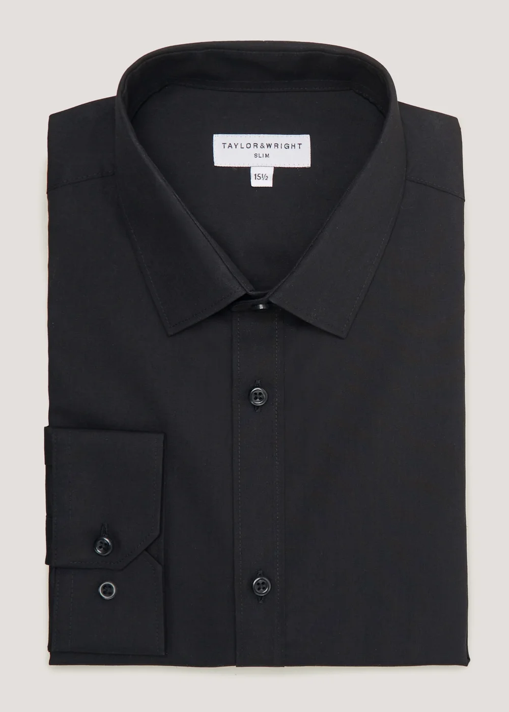 Taylor & Wright Black Easy Care Slim Fit Shirt - 14 Collar Image 5