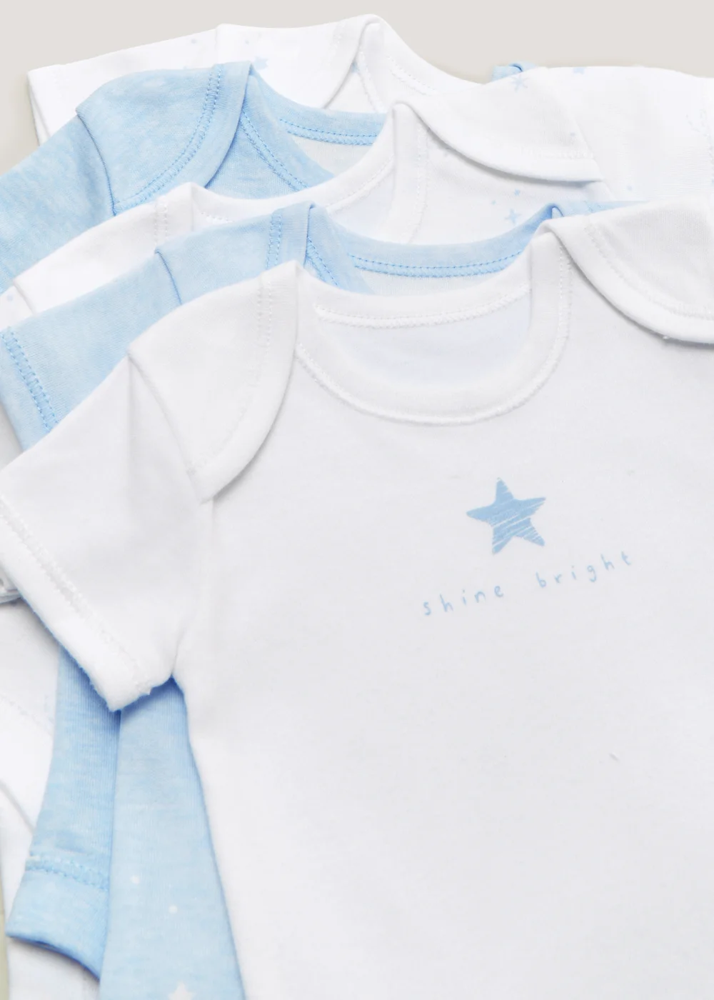 Baby 5 Pack Blue & White Bodysuits (Newborn-23mths) - 0-3 months Image 2