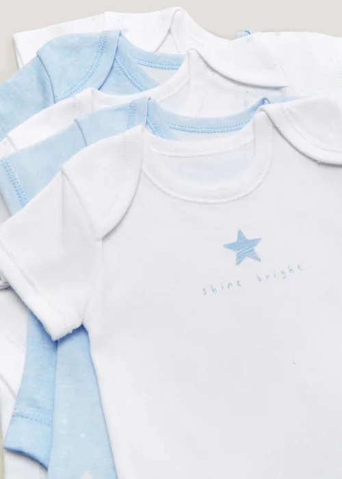 Baby 5 Pack Blue & White Bodysuits (Newborn-23mths) - 0-3 months Image 2