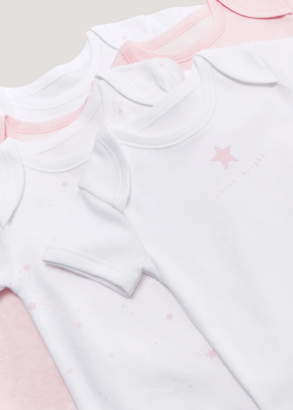 Baby 5 Pack Pink Star Bodysuits (Newborn-23mths) - 0-3 months Image 2