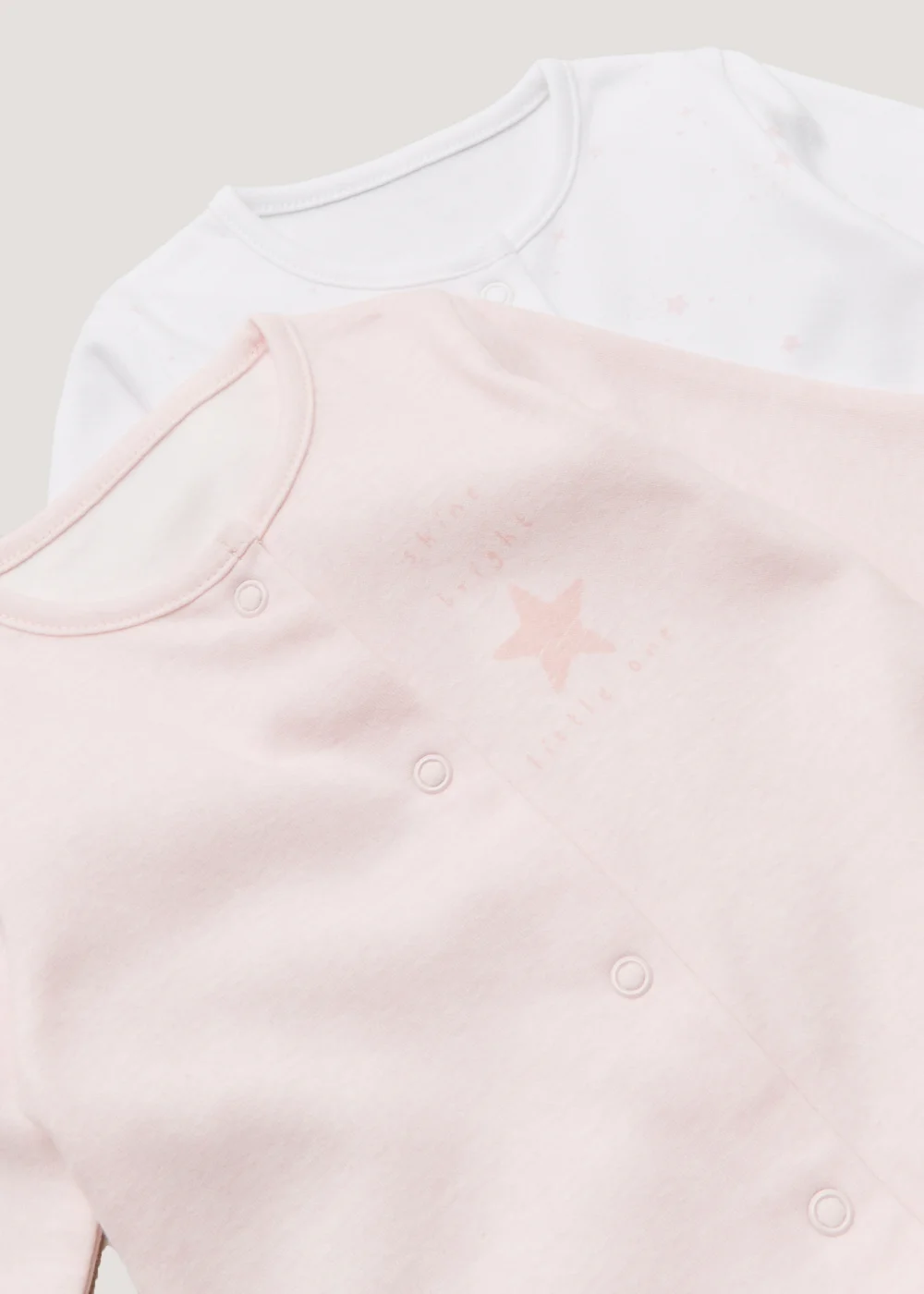 Baby 2 Pack Pink Star Sleepsuits (Newborn-23mths) - Newborn Image 2