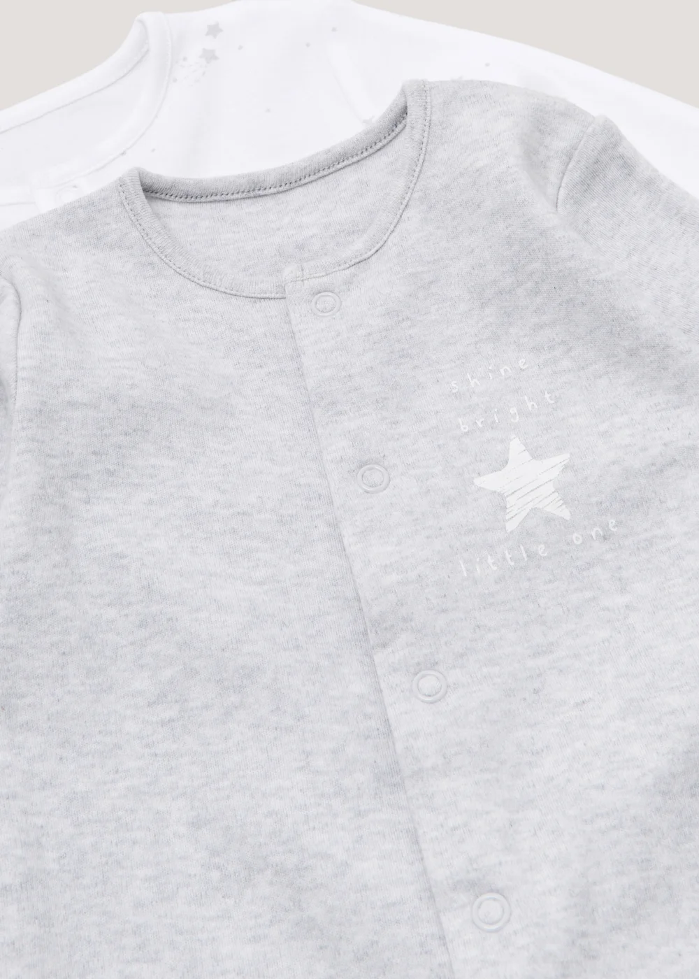 Baby 2 Pack Grey Star Sleepsuit (Newborn-23mths) - Newborn Image 2