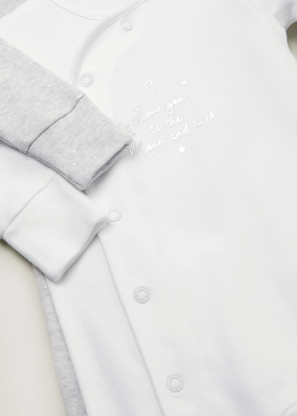 Baby 2 Pack White Sleepsuits (Tiny Newborn-12mths) - Tiny Baby Image 2