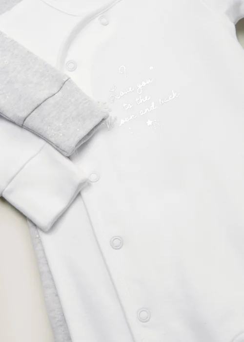 Baby 2 Pack White Sleepsuits (Tiny Newborn-12mths) - Tiny Baby Image 2