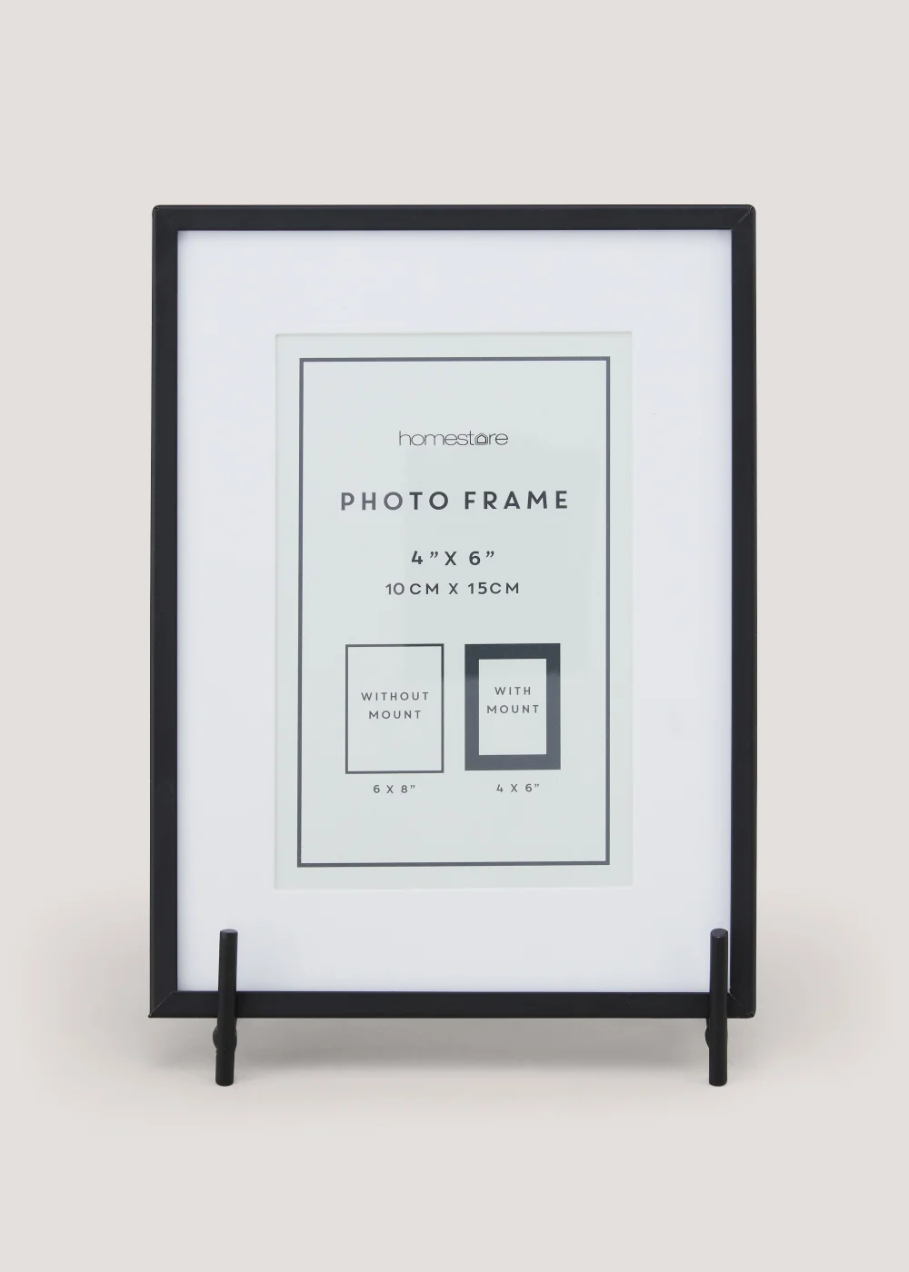 Black Metal Photo Frame on Stand (4x6in) Image 1