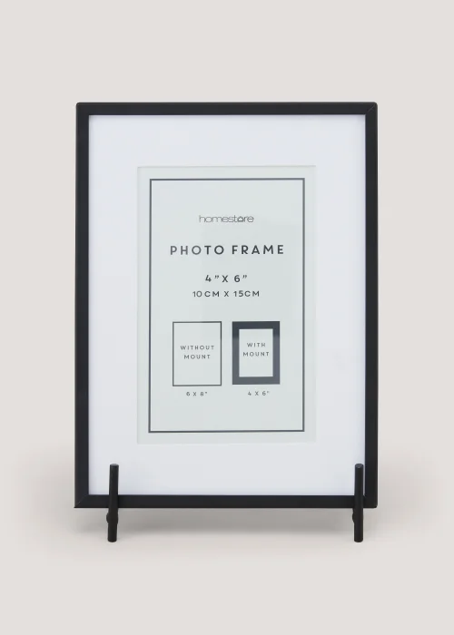 Black Metal Photo Frame on Stand (4x6in) Image 1