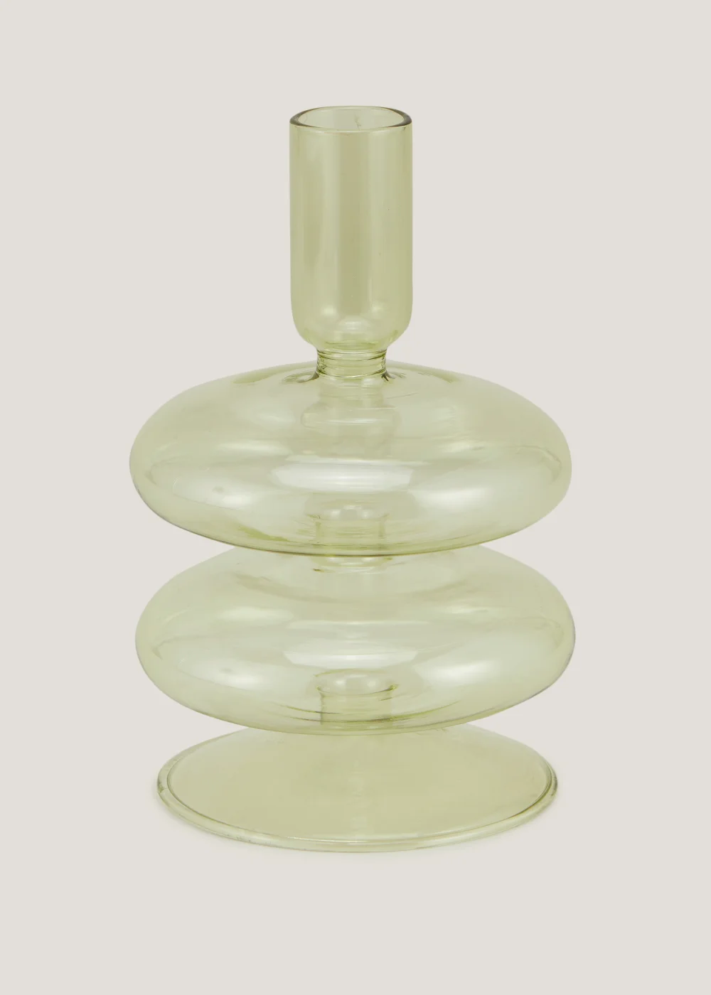 Green Glass Tapered Candle Holder Image 1