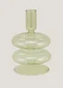 Green Glass Tapered Candle Holder Image 1