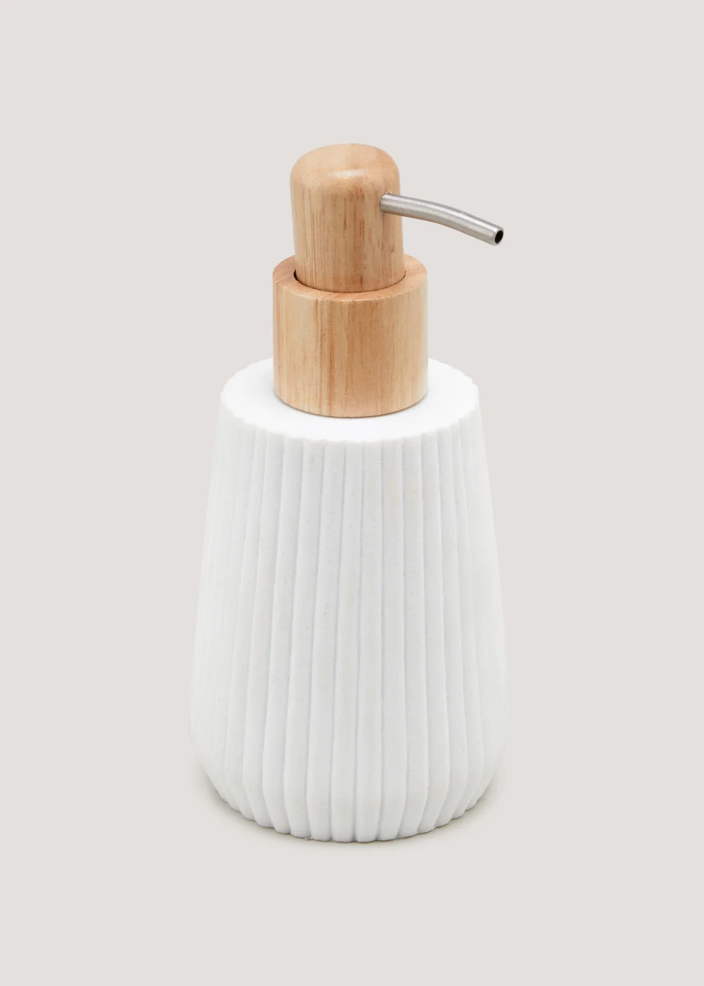 White Ribbed Resin Soap Dispenser (16.5cm x 8.5cm x 8.5cm) Image 1