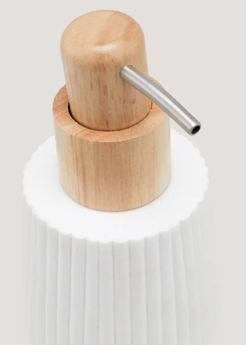 White Ribbed Resin Soap Dispenser (16.5cm x 8.5cm x 8.5cm) Image 3