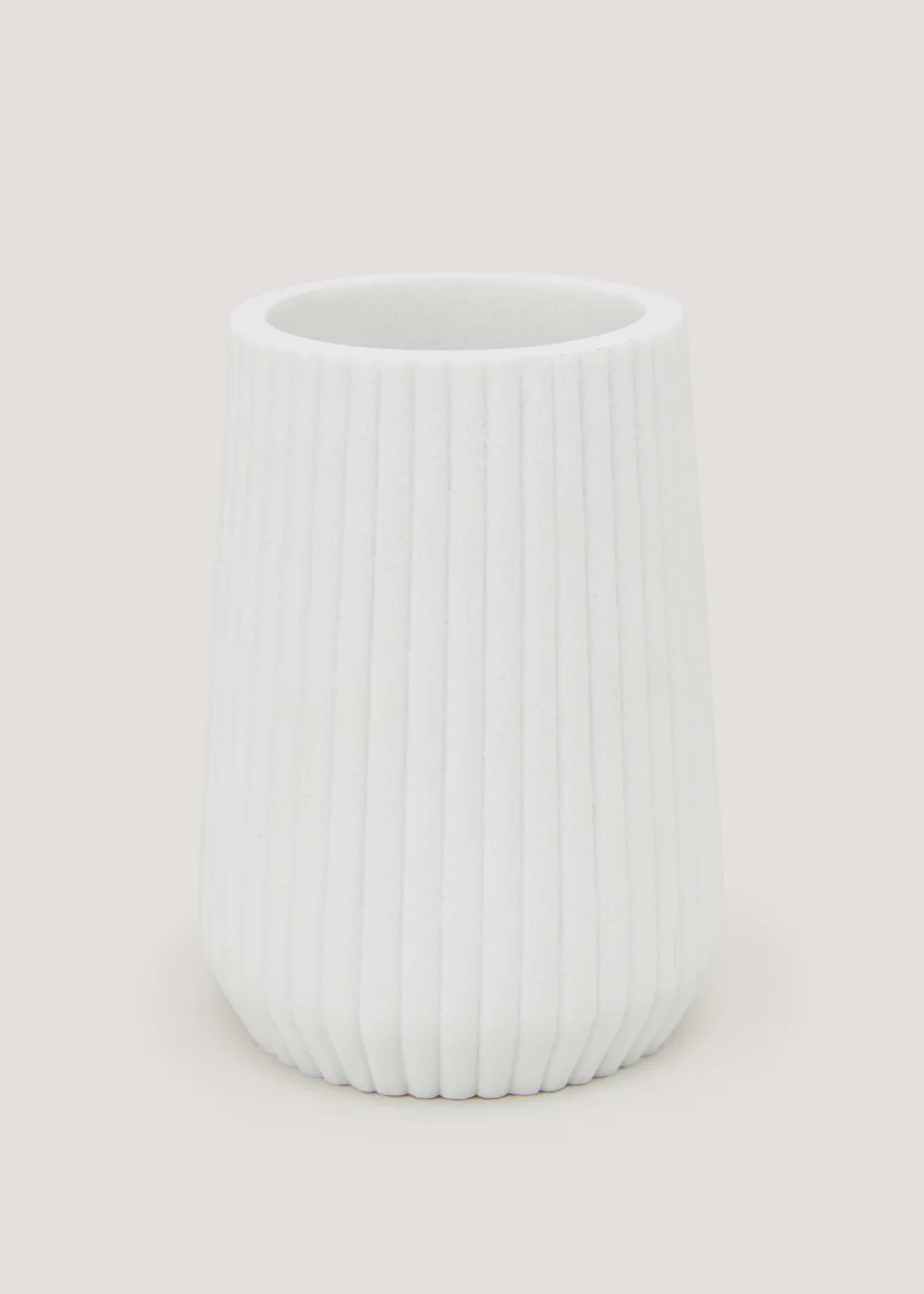 White Ribbed Resin Bathroom Tumbler (11cm x 8.5cm x 8.5cm) Image 1