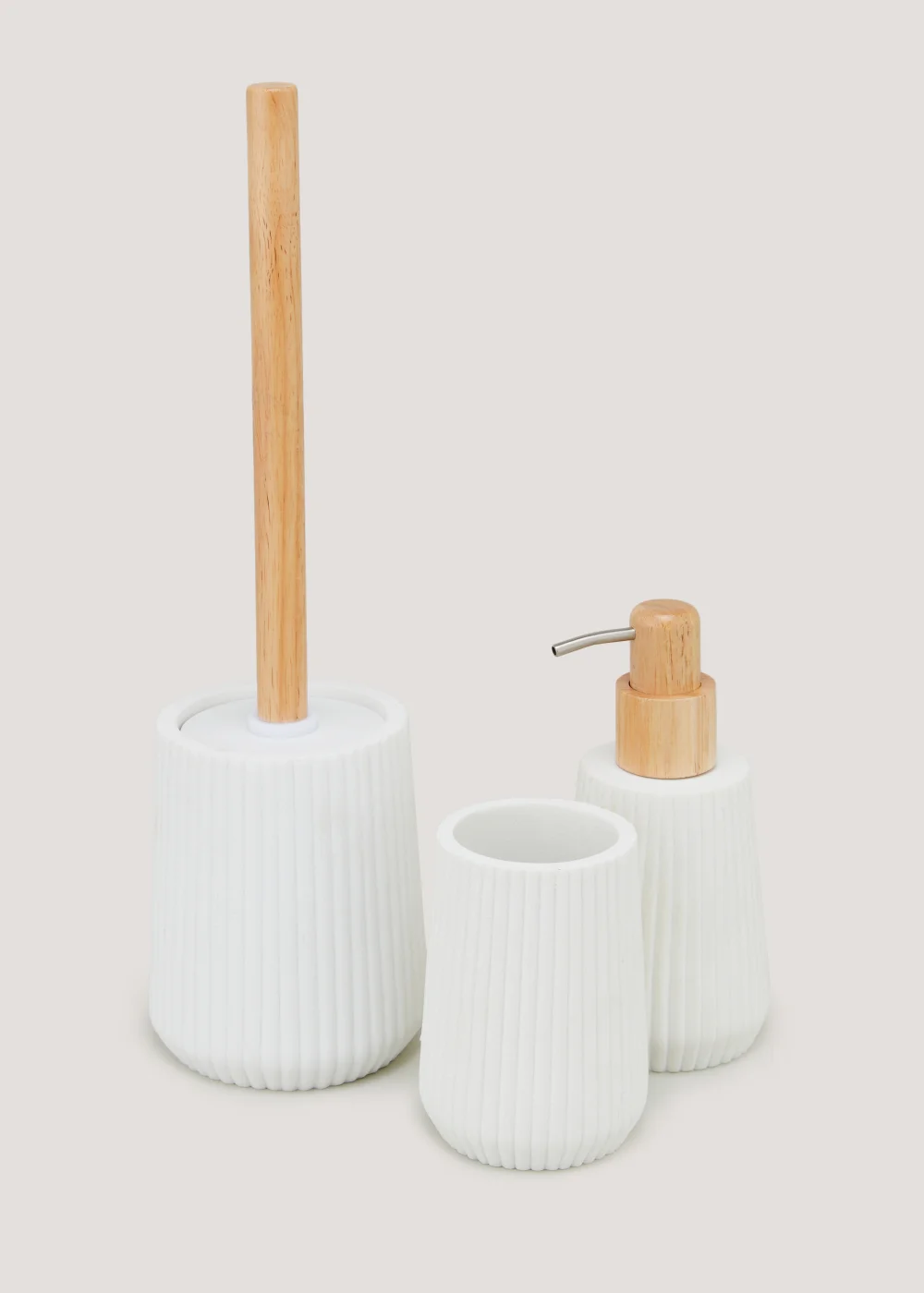 White Ribbed Resin Bathroom Tumbler (11cm x 8.5cm x 8.5cm) Image 2