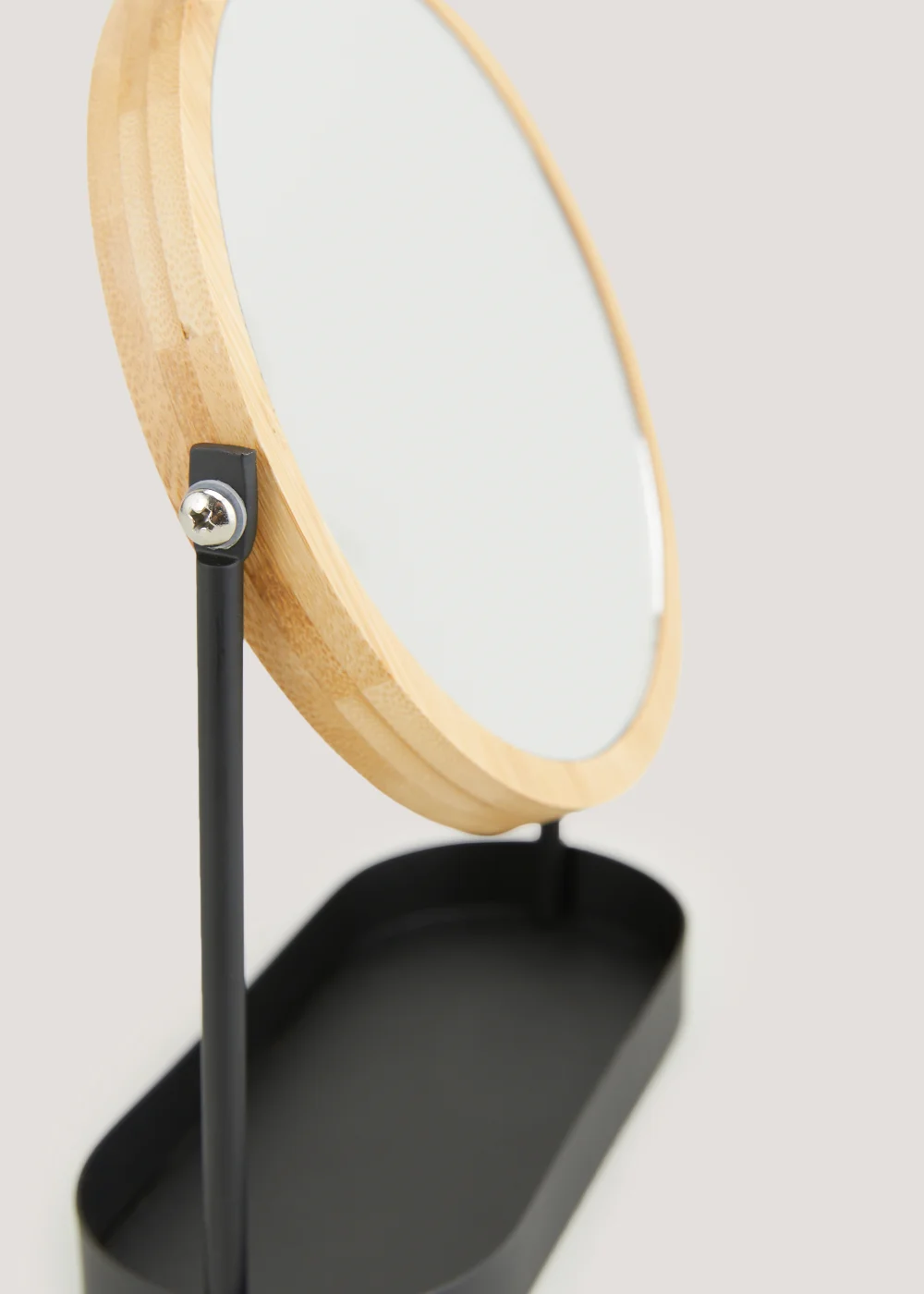 Black Metal & Bamboo Mirror (19cm x 25cm x 8cm) Image 2