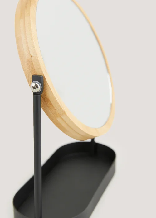 Black Metal & Bamboo Mirror (19cm x 25cm x 8cm) Image 2
