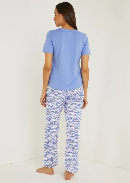 Blue Zebra Print Wide Leg Pyjama Set - Extra small Image 3