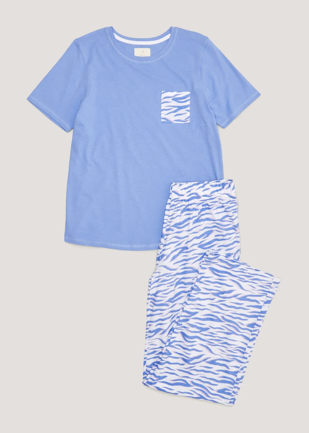 Blue Zebra Print Wide Leg Pyjama Set - Extra small Image 2