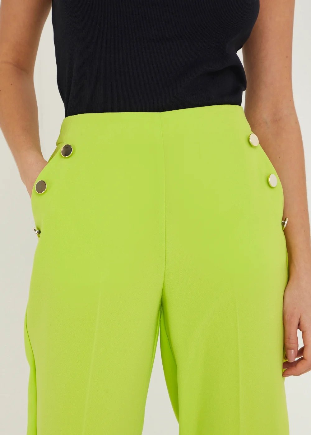 Be Beau Hazel Lime Crepe Trousers - 6 Image 4