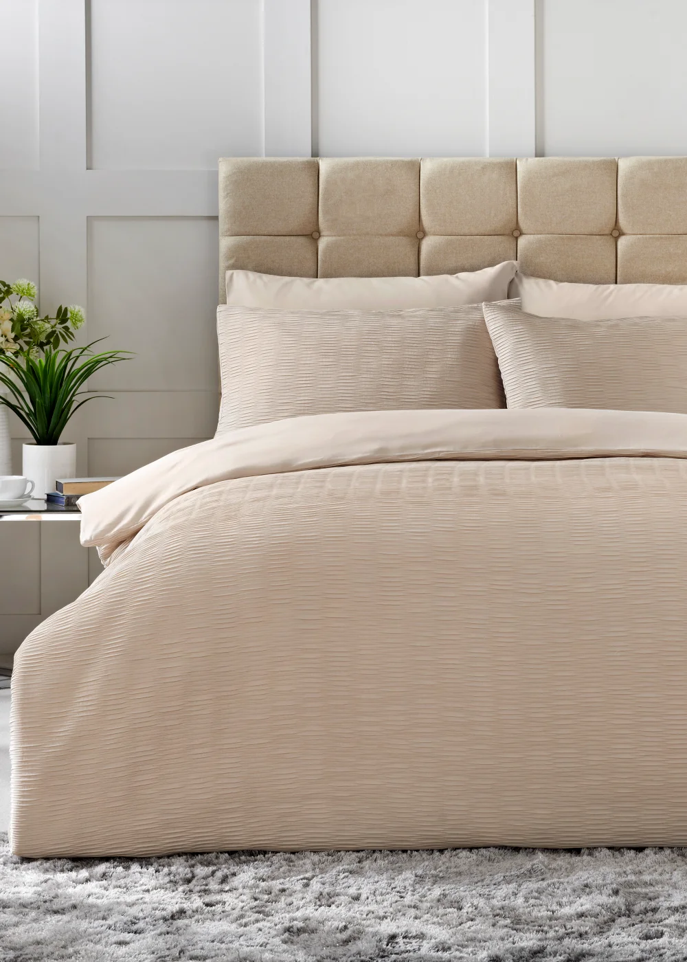 Natural Ruched Duvet Cover - Super king Image 1