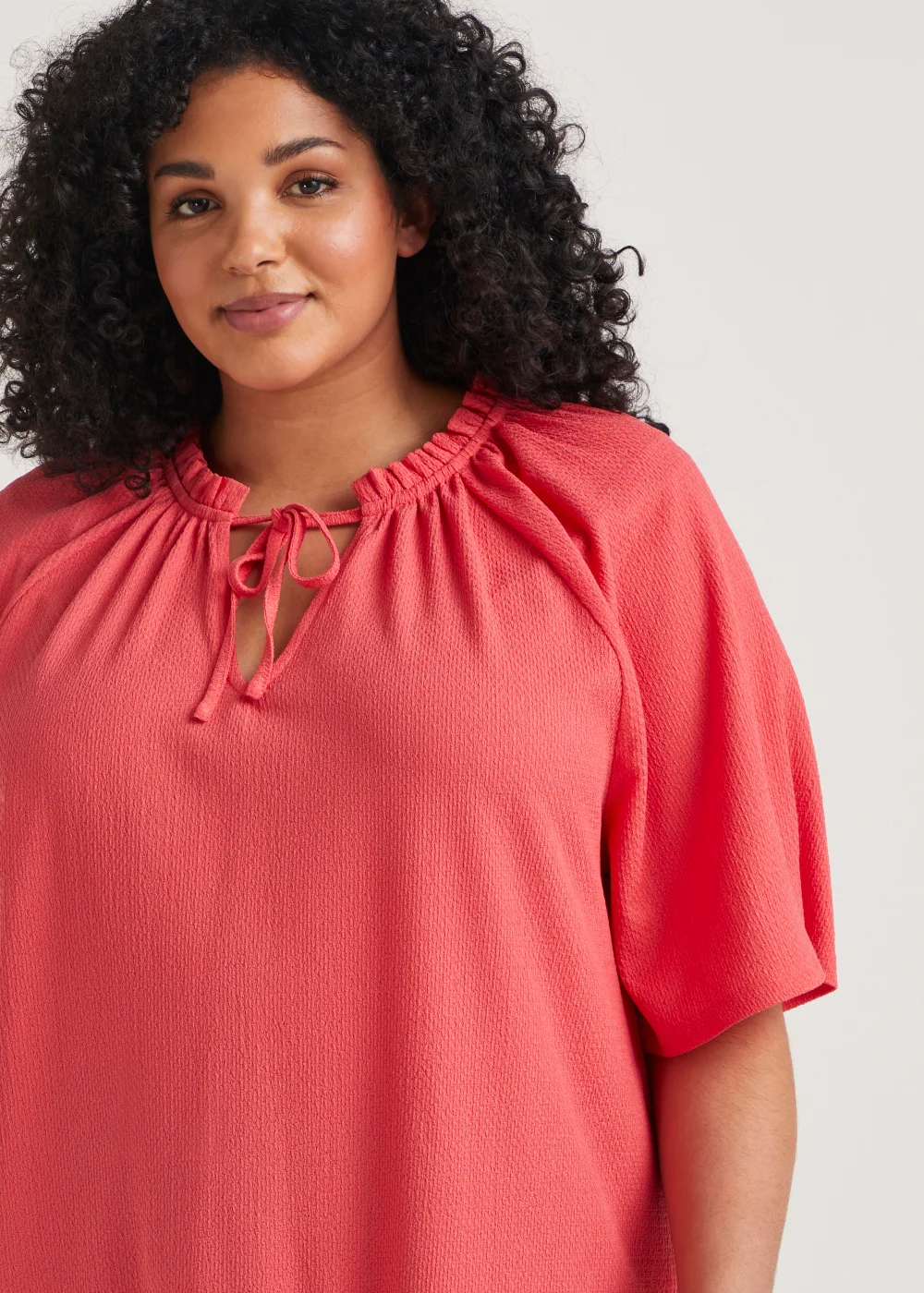 Papaya Curve Coral Textured Jersey Blouse - 18 Image 2