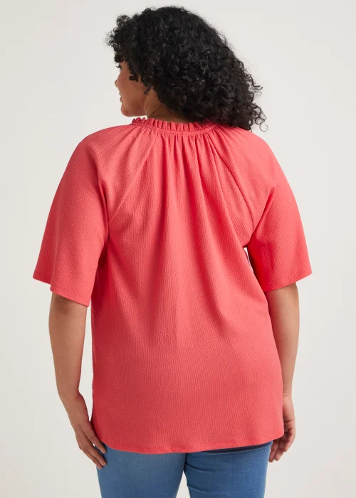 Papaya Curve Coral Textured Jersey Blouse - 18 Image 3
