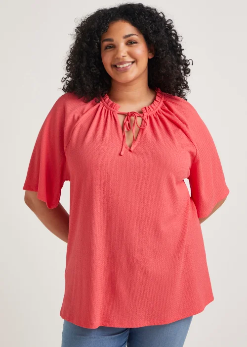 Papaya Curve Coral Textured Jersey Blouse - 18 Image 1