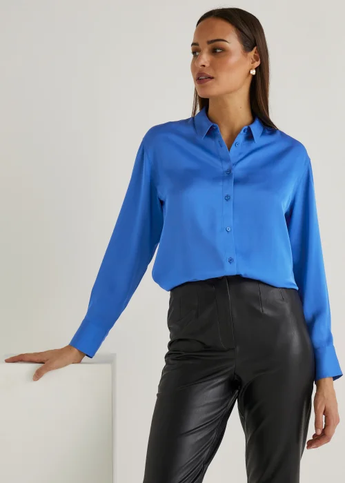 Et Vous Blue Satin Shirt - Size 8 Image 3