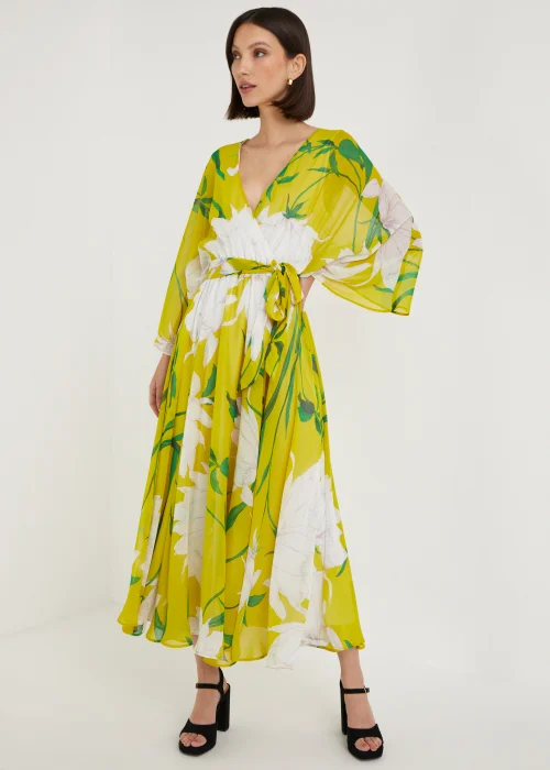 Et Vous Yellow Chiffon Wrap Midaxi Dress - Size 8 Image 1