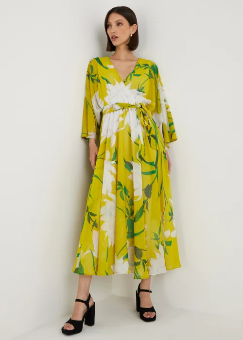 Et Vous Yellow Chiffon Wrap Midaxi Dress - Size 8 Image 5