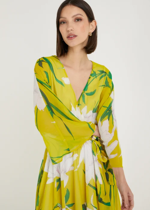 Et Vous Yellow Chiffon Wrap Midaxi Dress - Size 8 Image 3