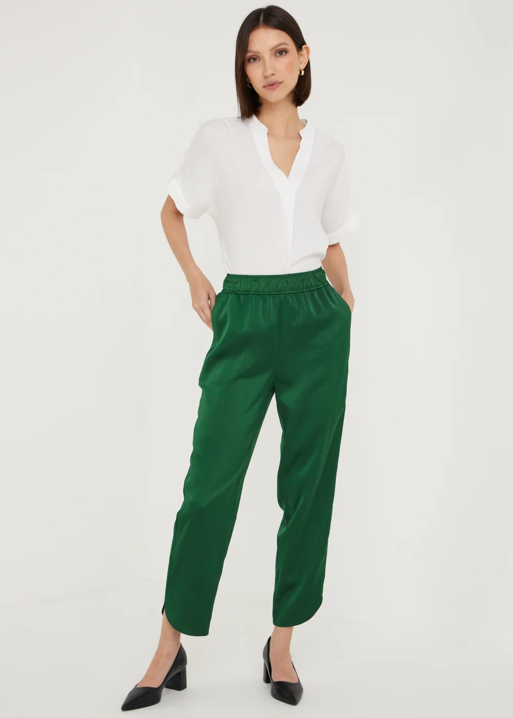 Et Vous Green Satin Trousers - Size 8 Image 1