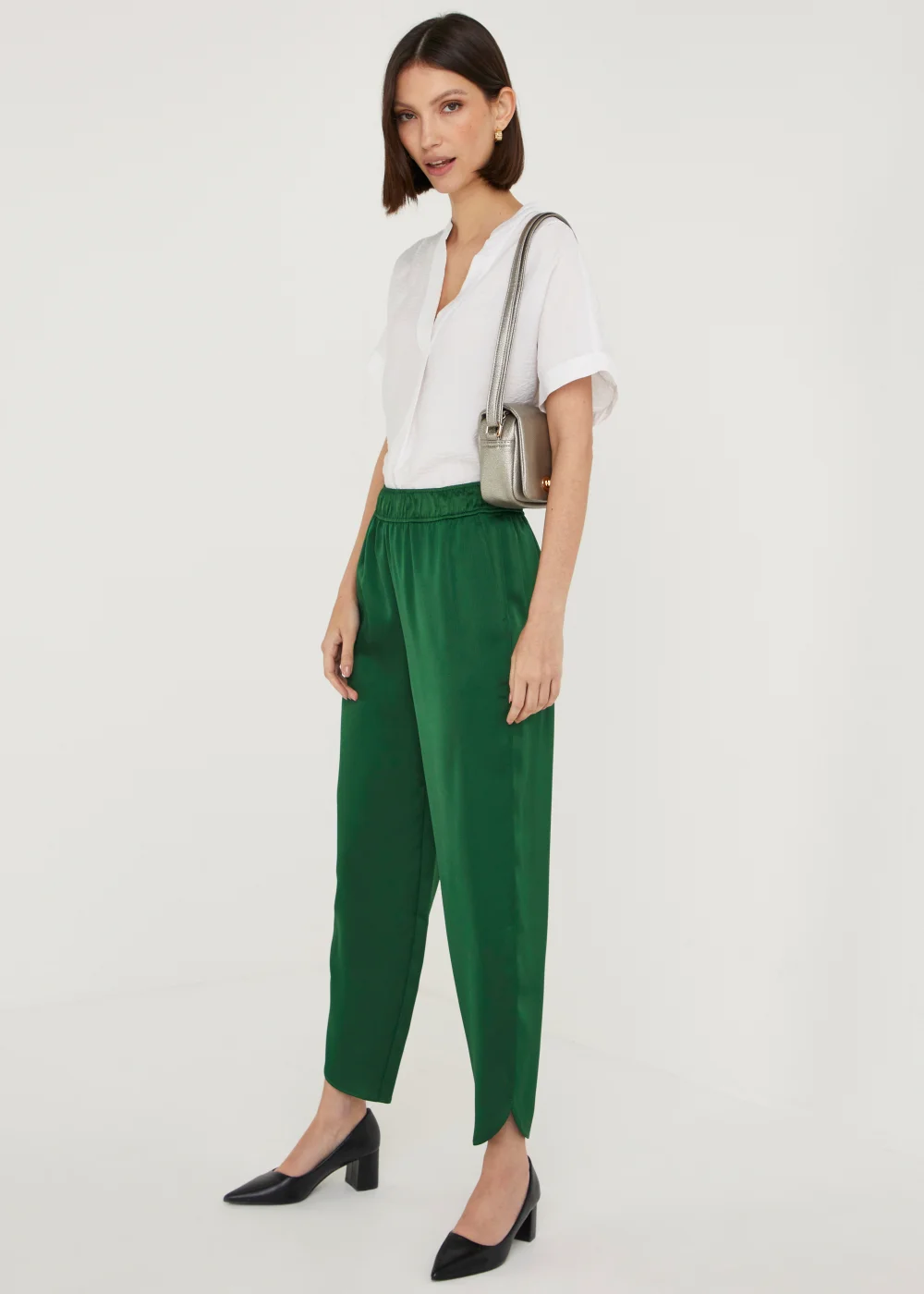 Et Vous Green Satin Trousers - Size 8 Image 3