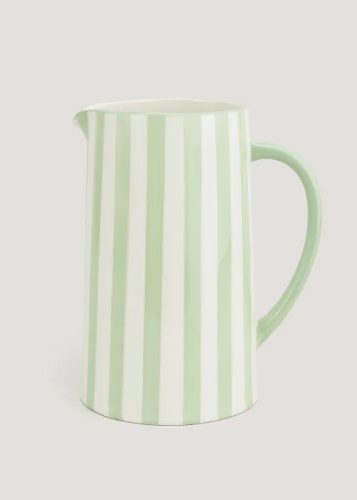 Cream & Green Stripe Jug (21cm x 10.5cm) Image 1