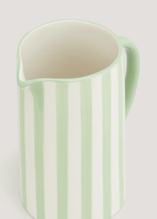 Cream & Green Stripe Jug (21cm x 10.5cm) Image 2