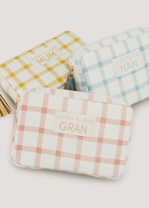 Yellow Gingham Mum Makeup Bag Image 2