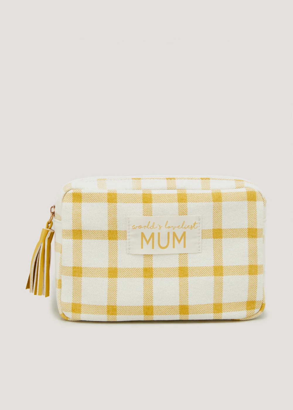 Yellow Gingham Mum Makeup Bag Image 1