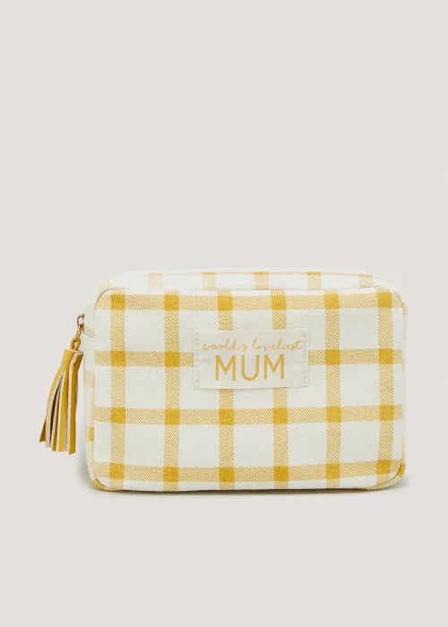 Yellow Gingham Mum Makeup Bag Image 1