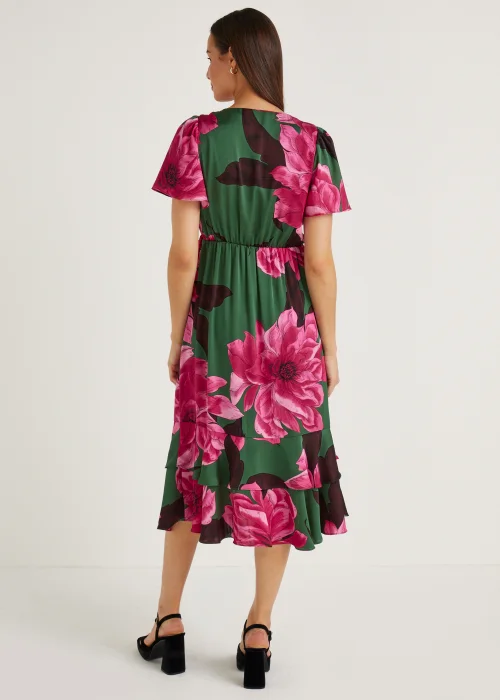 Et Vous Green Floral Satin Wrap Dress - 8 Image 2