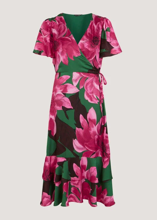 Et Vous Green Floral Satin Wrap Dress - 8 Image 4