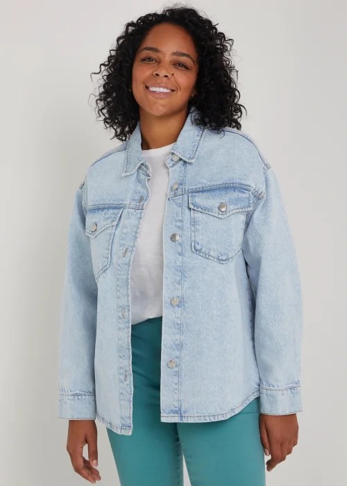 Light Wash Denim Shacket - 8 Image 1