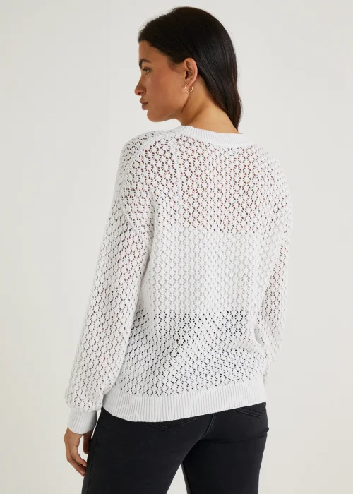 White Open Stitch Jumper - S Image 3