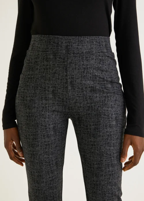 Black Print Ponte Leggings - 8 Image 4